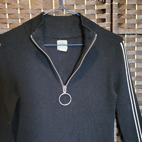 Pringle X H&M Black Long Sleeve Dress with White Accents - Picture 7 of 7